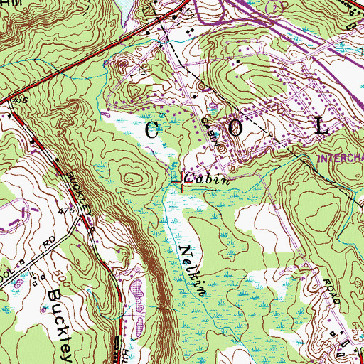 Topographic Map of Cabin Brook, CT