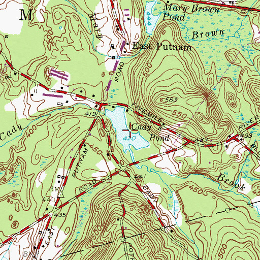 Topographic Map of Cady Pond, CT