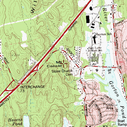 Topographic Map of Mount Caesar, CT