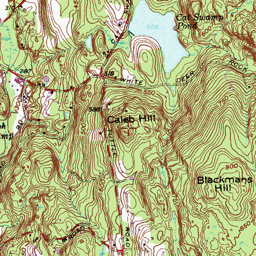 Topographic Map of Caleb Hill, CT