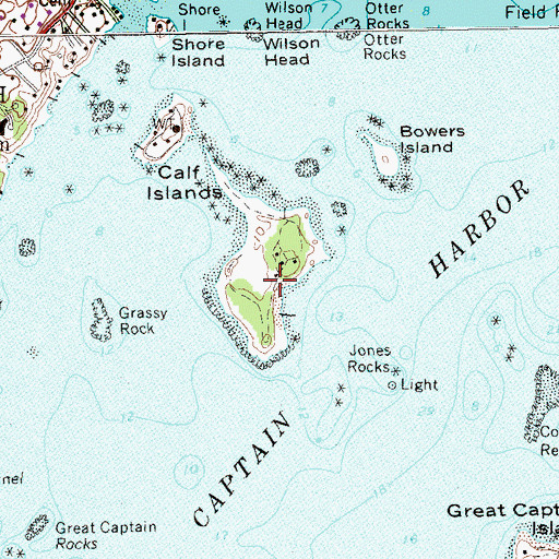 Topographic Map of Calf Islands, CT