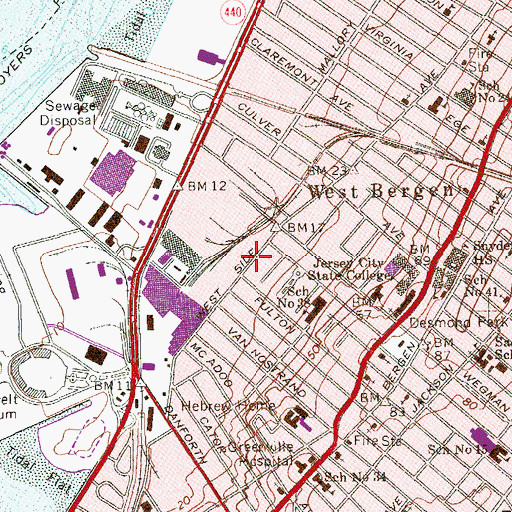 Topographic Map of Cortney Fricchione Park, NJ