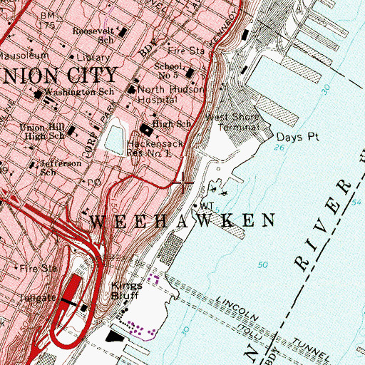 Topographic Map of Hamilton Park, NJ