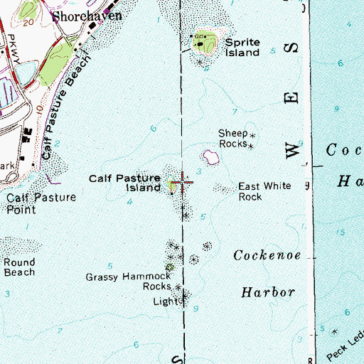 Topographic Map of Calf Pasture Island, CT