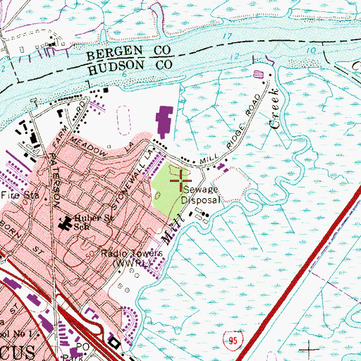 Topographic Map of Schmidts Woods Park, NJ