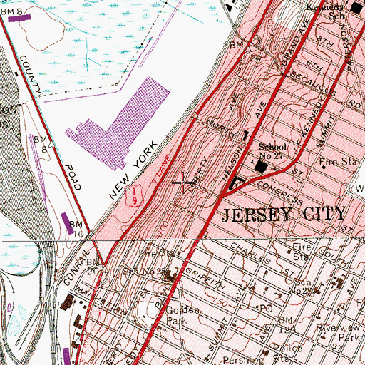 Topographic Map of Terrace Avenue Park, NJ