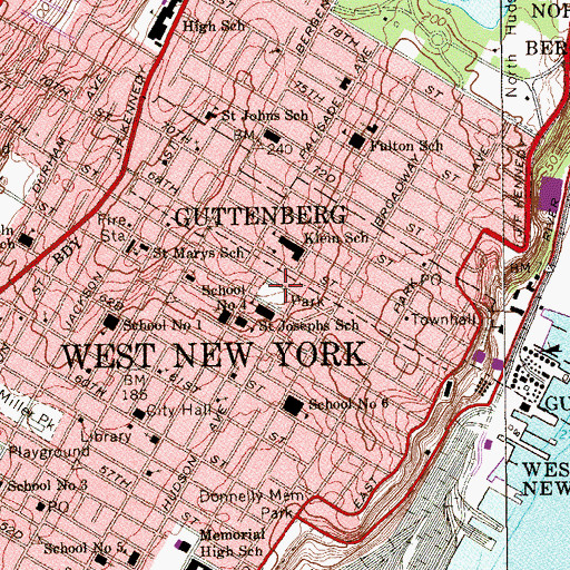 Topographic Map of Washington Park, NJ