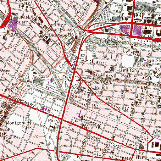 Topographic Map of Mary Benson Park, NJ