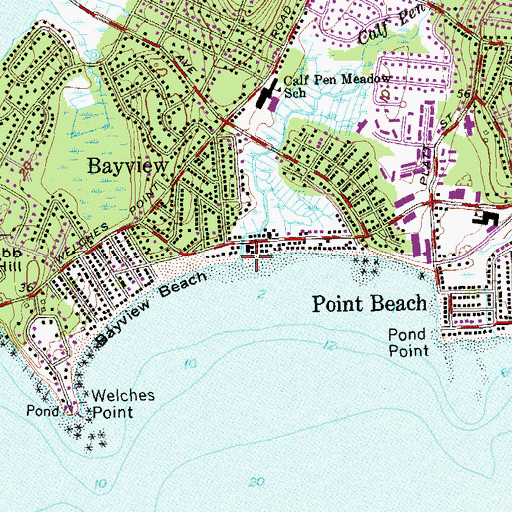 Topographic Map of Calf Pen Meadow Creek, CT