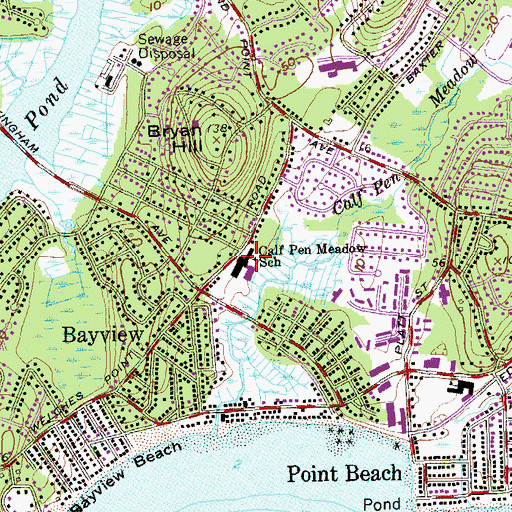Topographic Map of Calf Pen Meadow School, CT