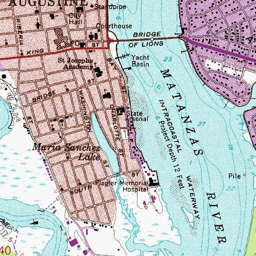 Topographic Map of Saint Augustine National Cemetery, FL