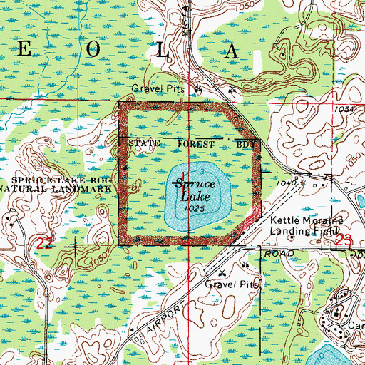 Topographic Map of Spruce Lake Bog State Natural Area, WI