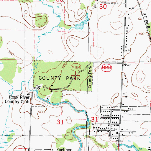Topographic Map of Waupun Park Maple Forest State Natural Area, WI