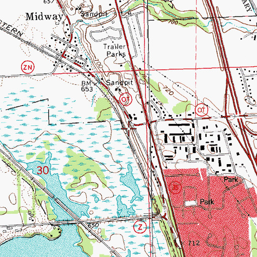 Topographic Map of Midway Railroad Prairie State Natural Area, WI