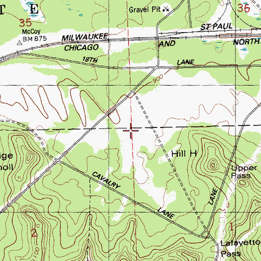 Topographic Map of Fort McCoy Barrens State Natural Area, WI