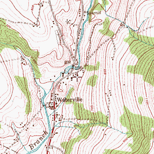 Topographic Map of Waterville Town Hall, VT