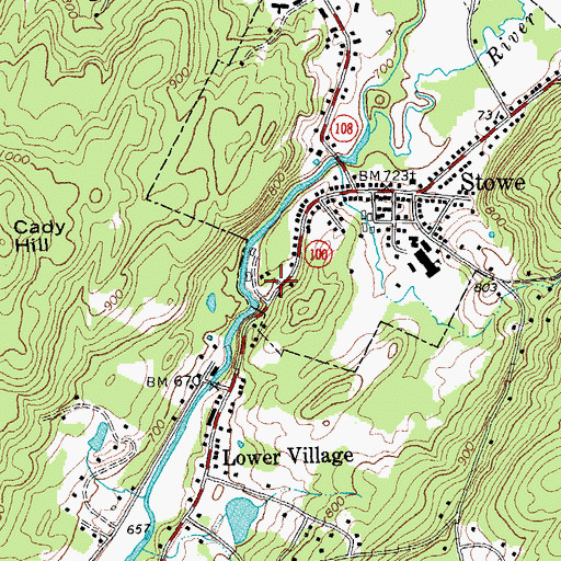 Topographic Map of Stowe Fire Department, VT