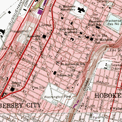 Topographic Map of Saint Anthony's Church, NJ