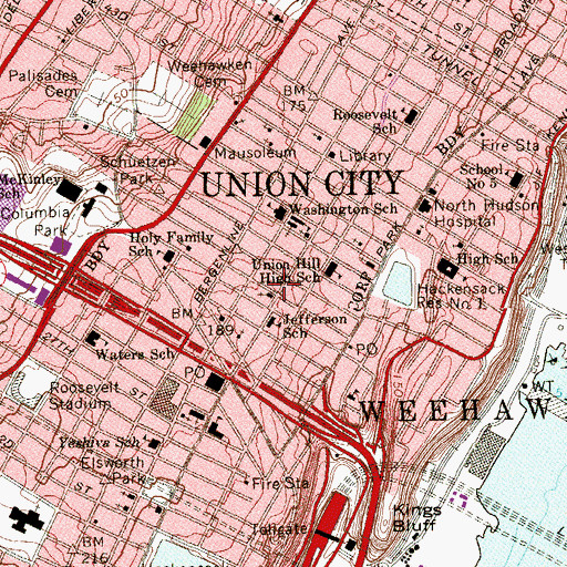Topographic Map of Saint John's Evangelical Lutheran Church, NJ
