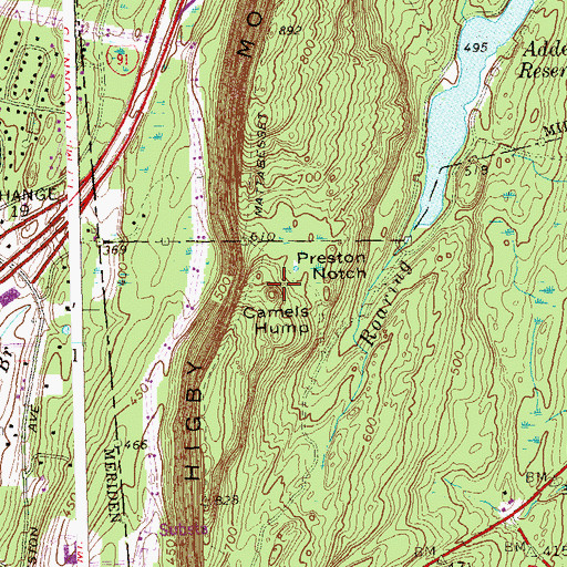 Topographic Map of Camels Hump, CT