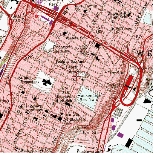 Topographic Map of Saint Matthew's Lutheran Church, NJ