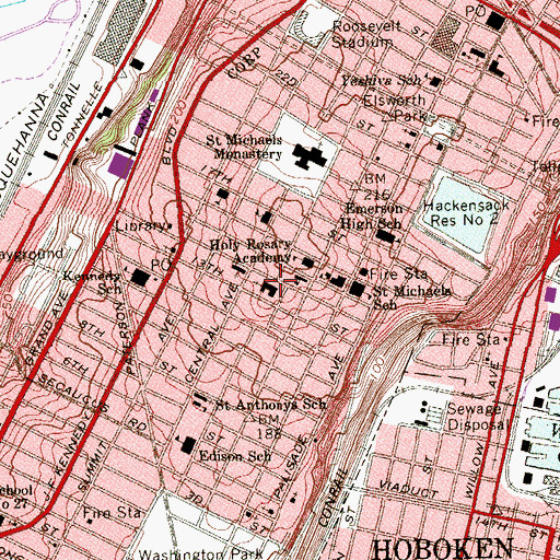 Topographic Map of Saints Joseph and Michael Church, NJ
