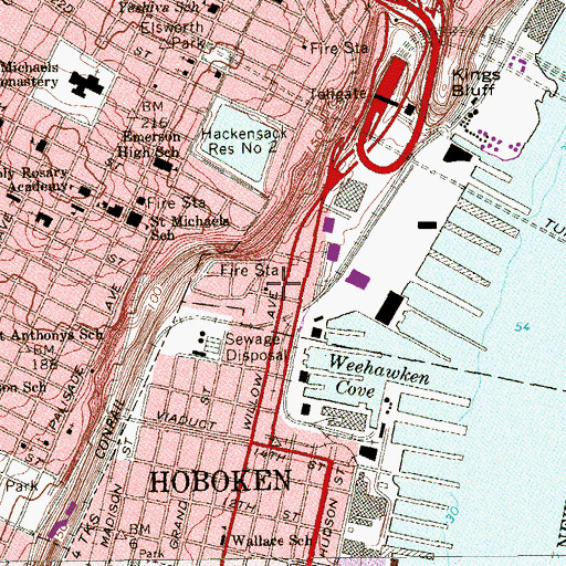 Topographic Map of Saint Lawrence Roman Catholic Church, NJ