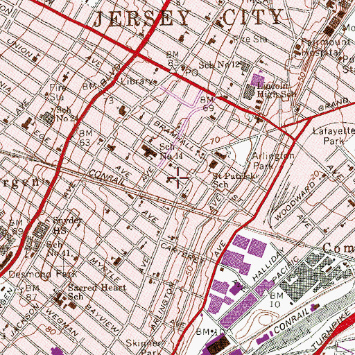 Topographic Map of Calvary Christian Methodist Episcopal Church, NJ