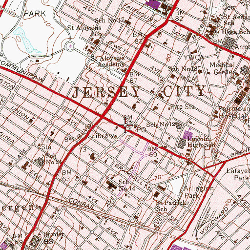 Topographic Map of Clair Memorial United Methodist Church, NJ