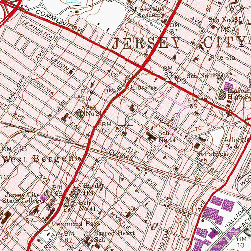 Topographic Map of Cotton Temple Church of God, NJ