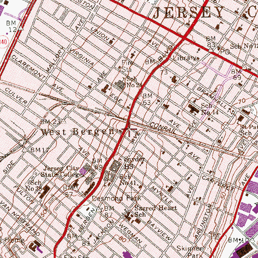 Topographic Map of Jersey City Church of the Nazarene, NJ