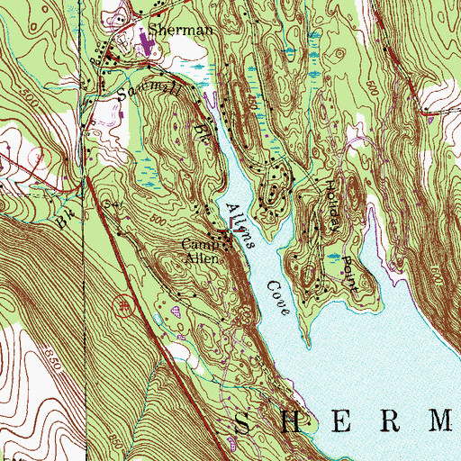 Topographic Map of Camp Allen, CT