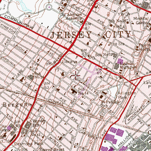 Topographic Map of Jerusalem Baptist Church, NJ