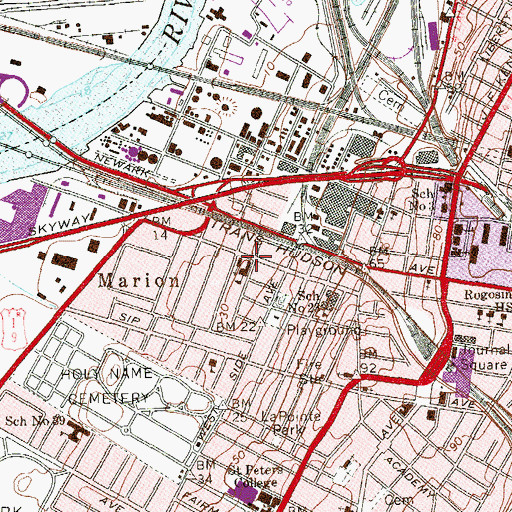 Topographic Map of Our Lady of Mount Carmel Church, NJ