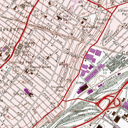 Topographic Map of Our Lady of Sorrows Church, NJ