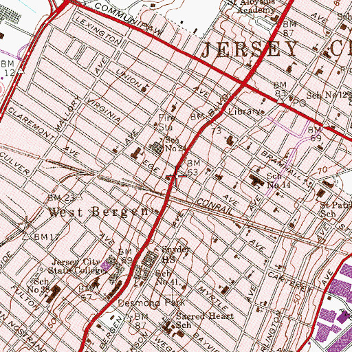 Topographic Map of Our Lady of Victories Church, NJ