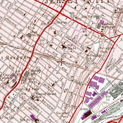 Topographic Map of Saint Michael's Methodist Church, NJ