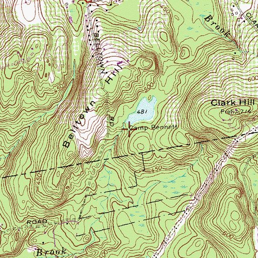 Topographic Map of Camp Bennett, CT
