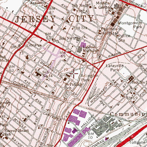 Topographic Map of Saint Patrick's Catholic Church, NJ