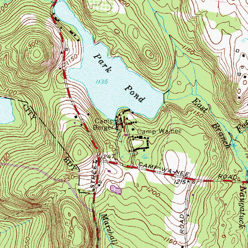 Topographic Map of Camp Berger, CT