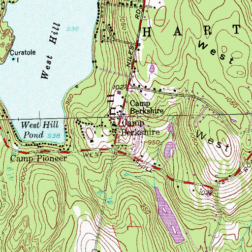 Topographic Map of Camp Berkshire, CT