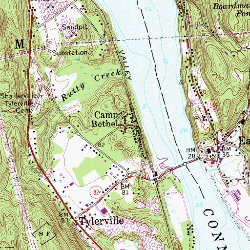 Topographic Map of Camp Bethel, CT