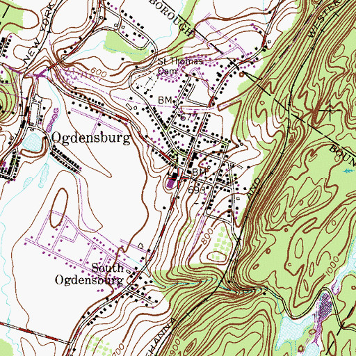 Topographic Map of Ogdensburg Elementary School, NJ