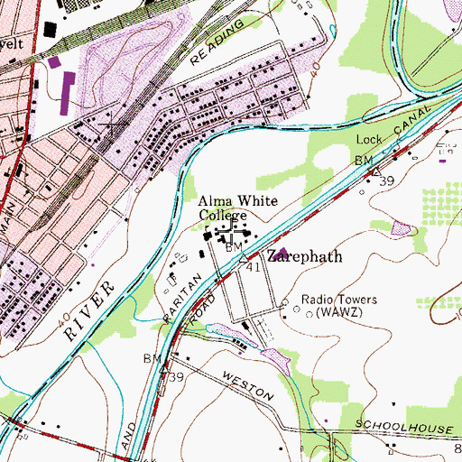 Topographic Map of Somerset Christian College, NJ