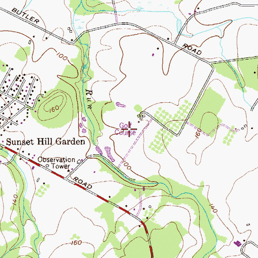 Topographic Map of Bunker Hill Golf Course, NJ