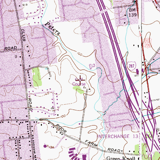 Topographic Map of Green Knoll Golf Course, NJ