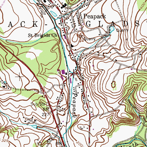 Topographic Map of Peapack Station, NJ