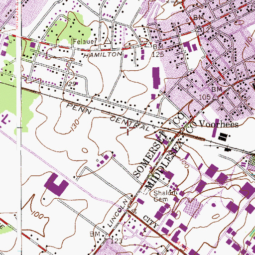 Topographic Map of Tara Greens Golf Course, NJ