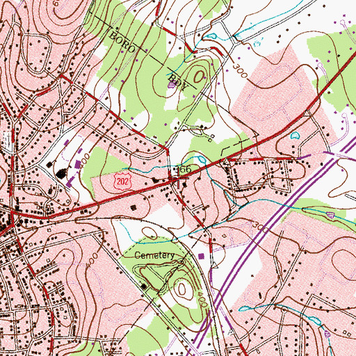 Topographic Map of Blaziers Corner, NJ