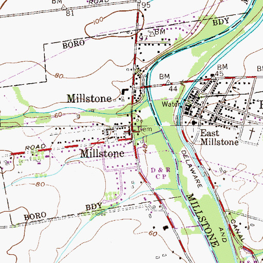 Topographic Map of Hillsborough Reformed Church at Millstone, NJ